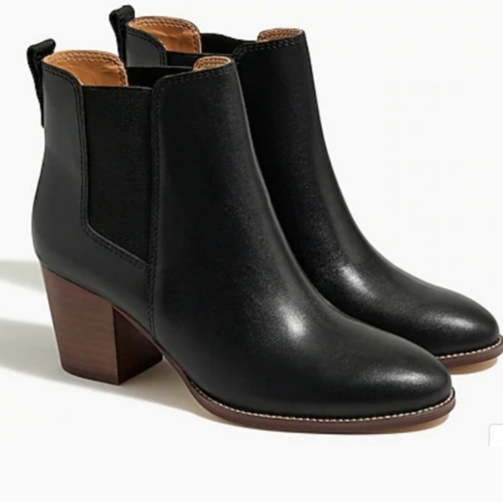 J. Crew Rory Black Leather Ankle Boots